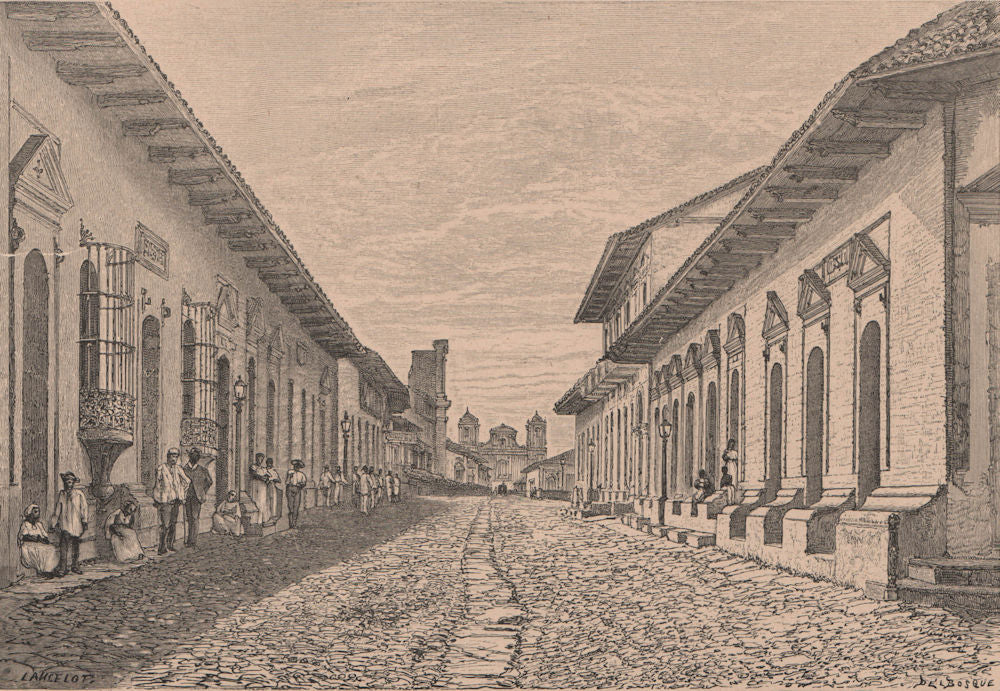 Leon León - View in the main thoroughfare. Nicaragua. Central America 1885